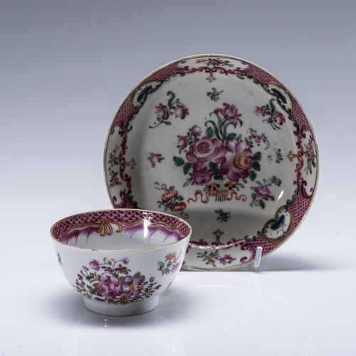 644 - A SET OF SIX CHINESE FAMILLE ROSE CUPS AND SAUCERS, QING DYNASTY, QIANLONG, 1735 – 1796