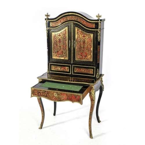 475 - A FRENCH BOULLE AND EBONISED TORTOISESHELL BONHEUR DU JOUR