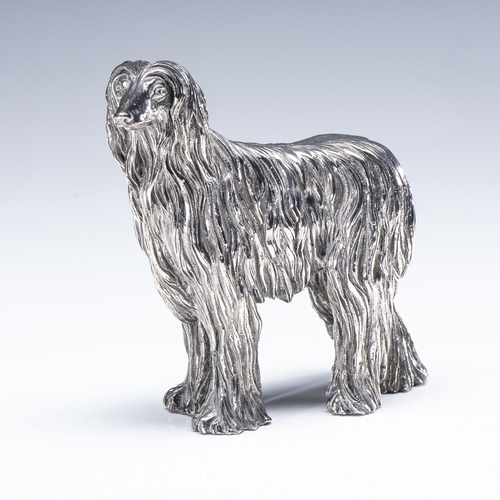 734 - A SILVER MODEL OF AN AFGHAN HOUND