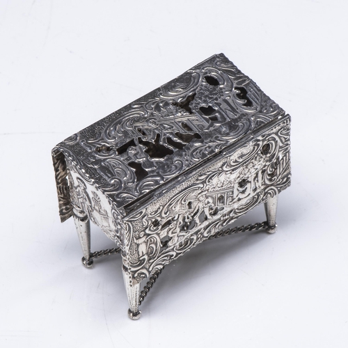 750 - A DUTCH MINIATURE SILVER DROP-LEAF TABLE