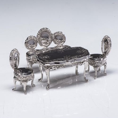 752 - A MINIATURE SILVER FOUR-PIECE SALON SUITE