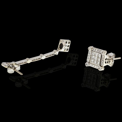 908 - A PAIR OF DIAMOND EARRINGS