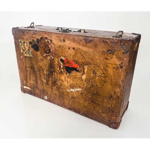 1053 - A LOUIS VUITTON LEATHER STEAMER TRUNK