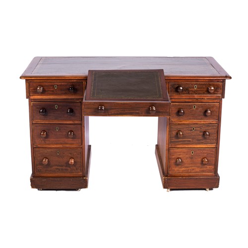 434 - A LATE VICTORIAN PEDESTAL WRITING DESK