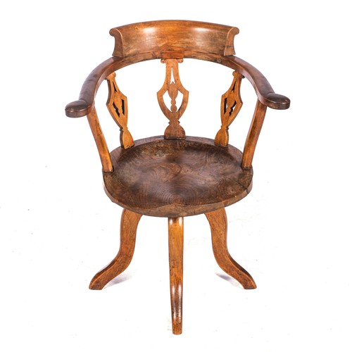 452 - AN OAK CAPTAIN'S CHAIR, LATE 19TH CENTURY