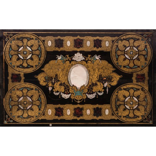 478 - A FRENCH BOULLE WRITING BOX ON ASSOCIATED STAND, 19TH CENTURY