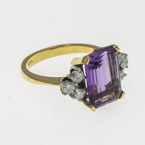 863 - AN AMETHYST AND DIAMOND COCKTAIL RING