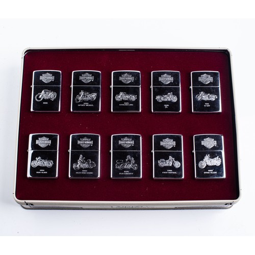 126 - TEN CASED HARLEY DAVIDSON ZIPPO LIGHTERS