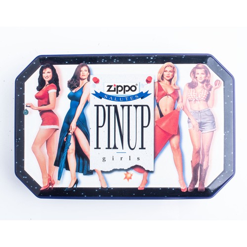 128 - A SET OF FOUR CASED ZIPPO PIN-UP GIRL LIGHTERS