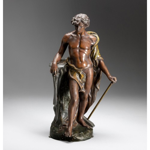 542 - 'LE TRAVAIL': A FRENCH SPELTER SCULPTURE OF A BLACKSMITH, EARLY 20TH CENTURY