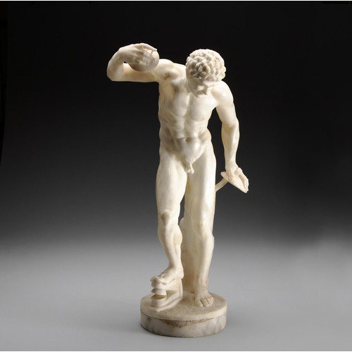 541 - AN ALABASTER FIGURE OF A MUSICAL SATYR