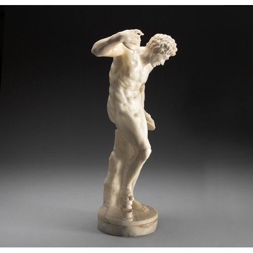 541 - AN ALABASTER FIGURE OF A MUSICAL SATYR