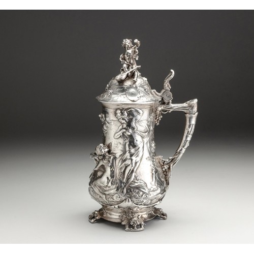 557 - A LARGE SILVER-PLATED WMF TANKARD, EARLY 20TH CENTURY