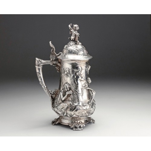 557 - A LARGE SILVER-PLATED WMF TANKARD, EARLY 20TH CENTURY