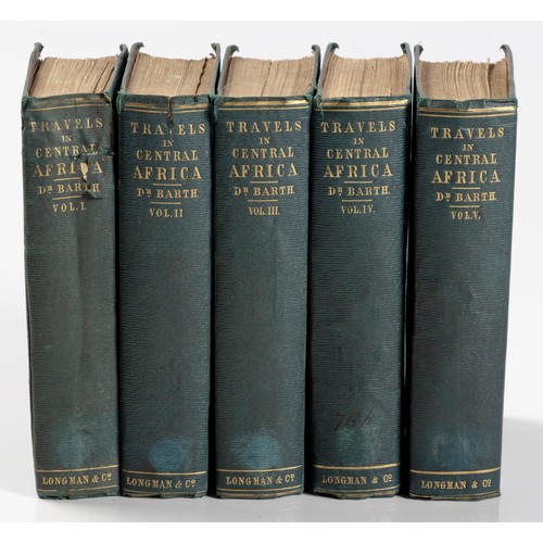 99 - Barth - TRAVELS AND DISCOVERIES IN NORTH AND CENTRAL AFRICA, 5 VOLUMES