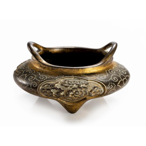 633 - A CHINESE GILT BRONZE CENSER, QING DYNASTY, 19TH CENTURY