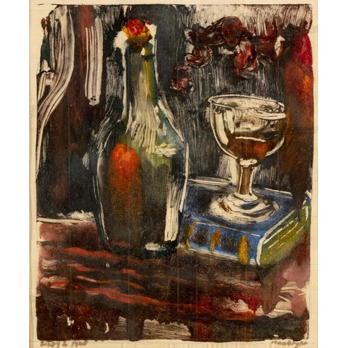 207 - Lippy (Israel-Isaac) Lipschitz (South African 1903 - 1980) WINE GLASS, BOTTLE AND BOOK