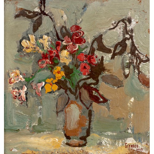 285 - Gregoire Johannes Boonzaier (South African 1909 - 2005) recto: FLOWERS IN BROWN VASE; verso: BLOMME ... 