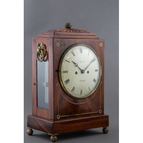 168 - A MAHOGANY AND BRASS-INLAID BRACKET CLOCK, BRIGGS LONDON