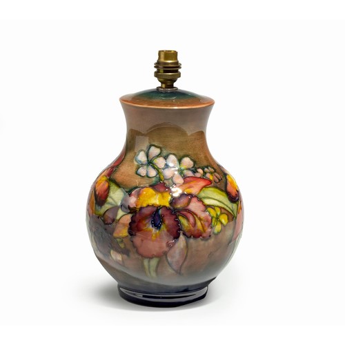 568 - A WILLIAM MOORCROFT 'ANEMONE' PATTERN TABLE LAMP BASE