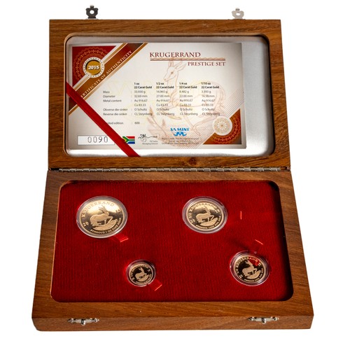 141 - A CASED 'PRESTIGE SET' OF FOUR KRUGERRAND, 2015