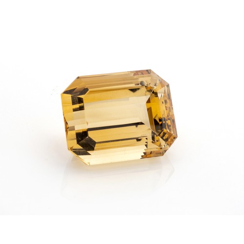 956 - AN UNMOUNTED EMERALD-CUT CITRINE