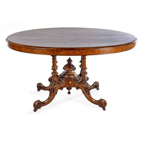 418 - A VICTORIAN BURR WALNUT AND INLAID LOO TABLE