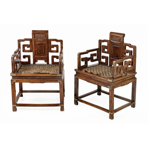 368 - A RARE PAIR OF CHINESE HARDWOOD ARMCHAIRS, MEIGUIYI, QING DYNASTY, 19TH CENTURY