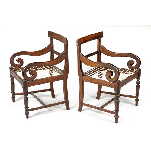 373 - A SET OF EIGHT CAPE STINKWOOD DINING ROOM CHAIRS, 19TH CENTURY