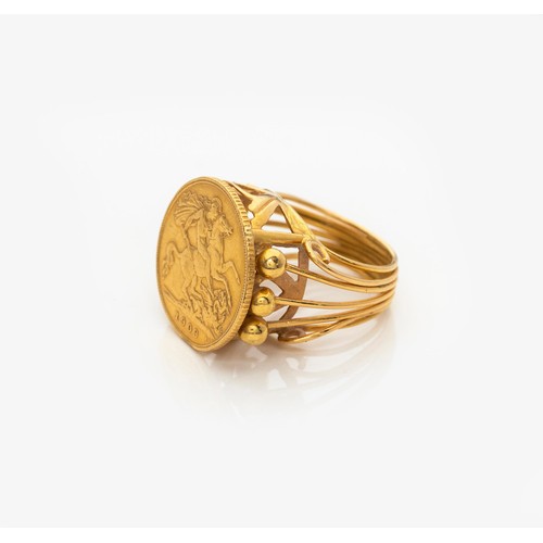 892 - A GOLD COIN RING