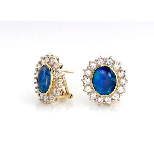 905 - A PAIR OF OPAL AND DIAMOND EARRINGS