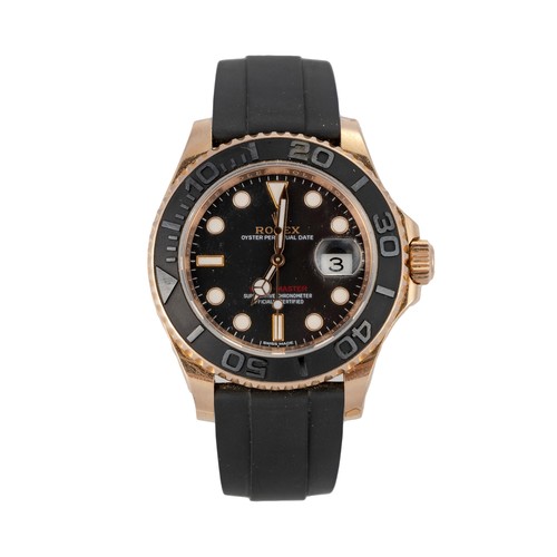 1084 - AN 18CT GOLD 'EVEROSE' WRISTWATCH, ROLEX OYSTER PERPETUAL DATE YACHT-MASTER 40