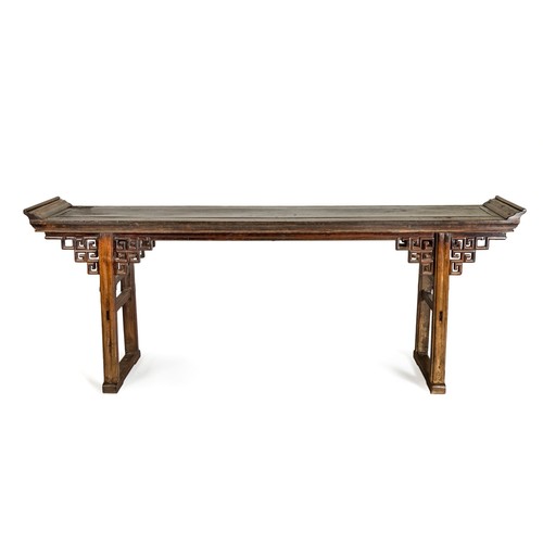 367 - A CHINESE HARDWOOD ALTAR TABLE, QIAOTOUAN,   MING DYNASTY, 1368 - 1644