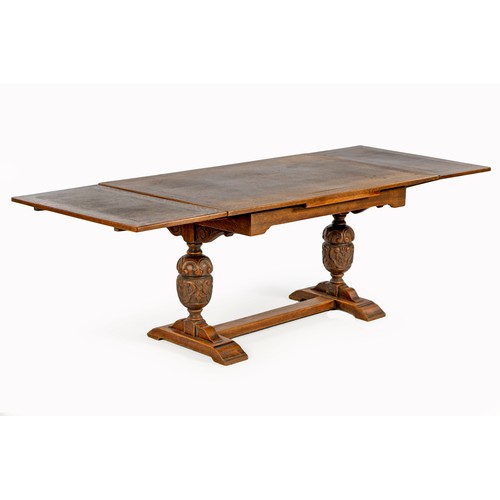 438 - AN OAK DRAW LEAF TABLE, 19TH CENTURY