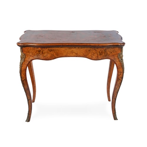 440 - A FRENCH WALNUT AND GILT-METAL MOUNTED CARD TABLE, 19TH CENTURY