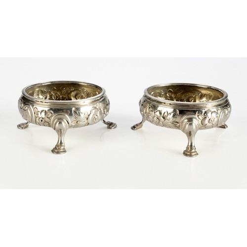 684 - A PAIR OF GEORGE III SILVER SALTS, POSSIBLY HESTER BATEMAN, LONDON, 1777