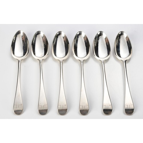 686 - A SET OF SIX GEORGE III SILVER OLD ENGLISH PATTERN TABLESPOONS, GEORGE SMITH AND WILLIAM FEARN, LOND... 