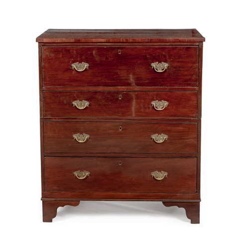 406 - A GEORGE III MAHOGANY SECRETAIRE CHEST-OF-DRAWERS