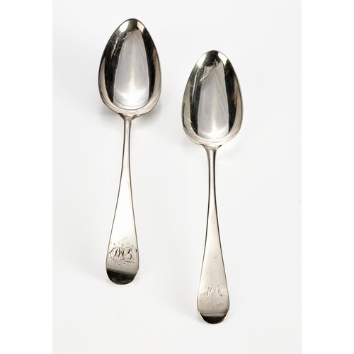 689 - A GEORGE III SILVER HANOVERIAN PATTERN TABLESPOON, GEORGE WINTLE, LONDON, 1804