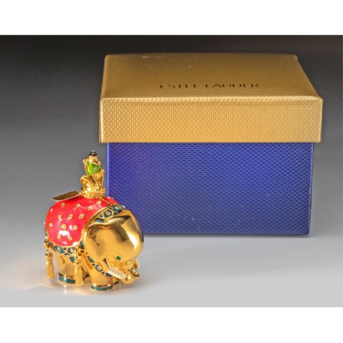 151 - AN ESTEE LAUDER SOLID PERFUME COMPACT, BEJEWELED ELEPHANT, 2005