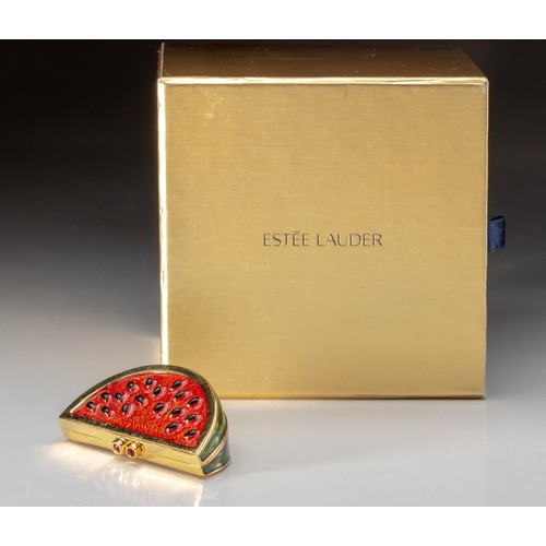 82 - AN ESTEE LAUDER SOLID PERFUME COMPACT, MARVELOUS MELON, 1996