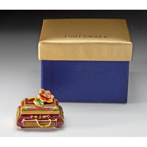 145 - AN ESTEE LAUDER SOLID PERFUME COMPACT, FRAGRANT TREASURES - DESIGNED BY JAY STRONGWATER, 2005