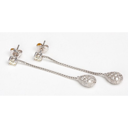 100 - A PAIR OF DIAMOND DESIGNER EARRINGS