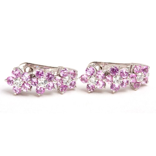 119 - A PAIR OF PINK SAPPHIRE AND DIAMOND EARRINGS