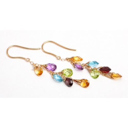 123 - A PAIR OF GEMSTONE DROP EARRINGS