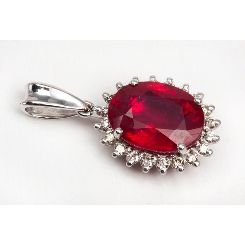 201 - A RUBY AND DIAMOND PENDANT