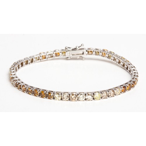 385 - A RAINBOW DIAMOND TENNIS BRACELET