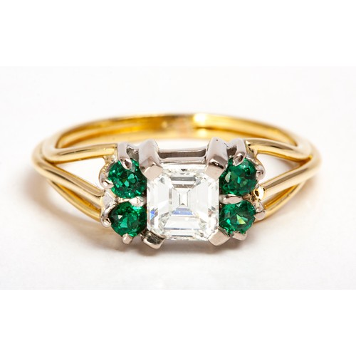 286 - A DIAMOND AND GEMSTONE RING