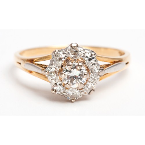 363 - A DIAMOND CLUSTER RING