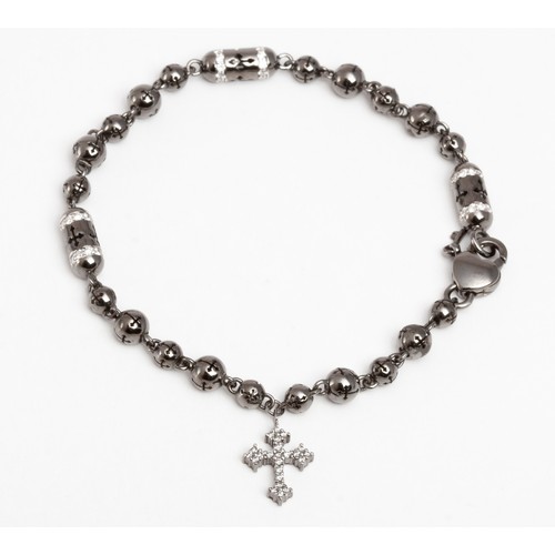 407 - A BLACK GOLD HOLY ROSARY BRACELET